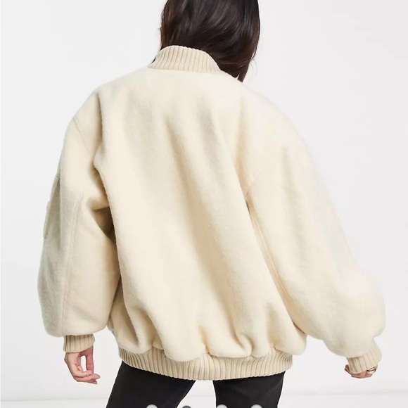 NEW ASOS Design Brushed Bomber in Stone - Picture 8 of 13
